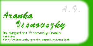 aranka visnovszky business card